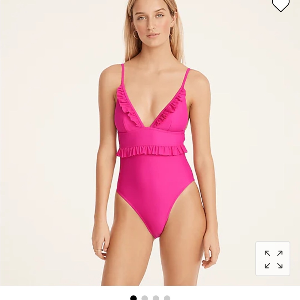 J. Crew plunge ruffle one piece swim suit